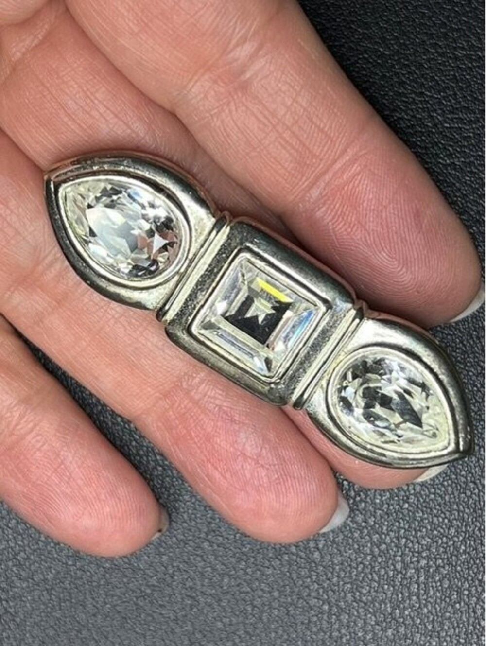 B7548 VTG SAL by Swarovski Brooch Approx 2.5" Clear Crystal Silver Tone Pin